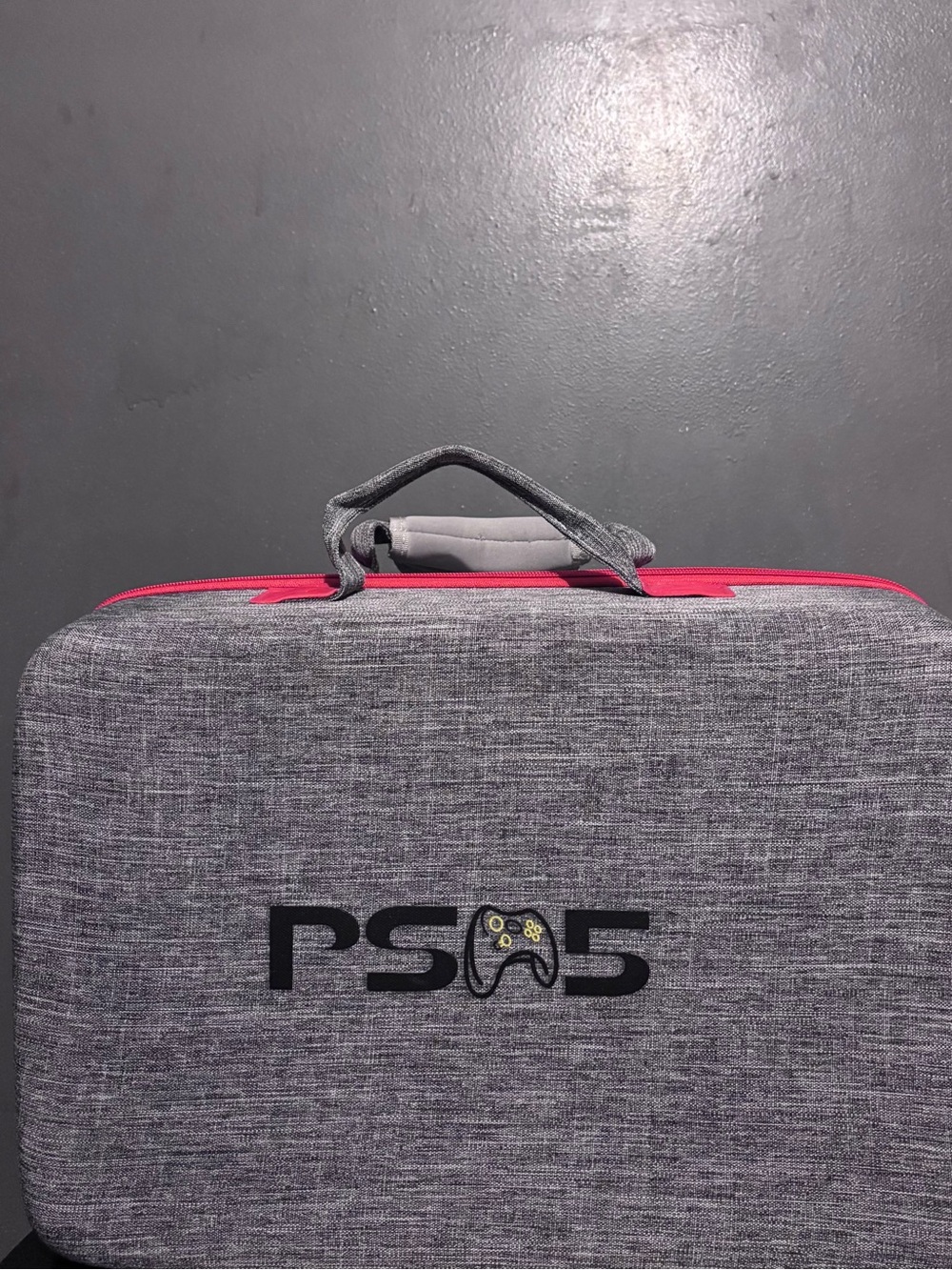 Amazon PS5 Carrying Case in Gray with Red Zipper